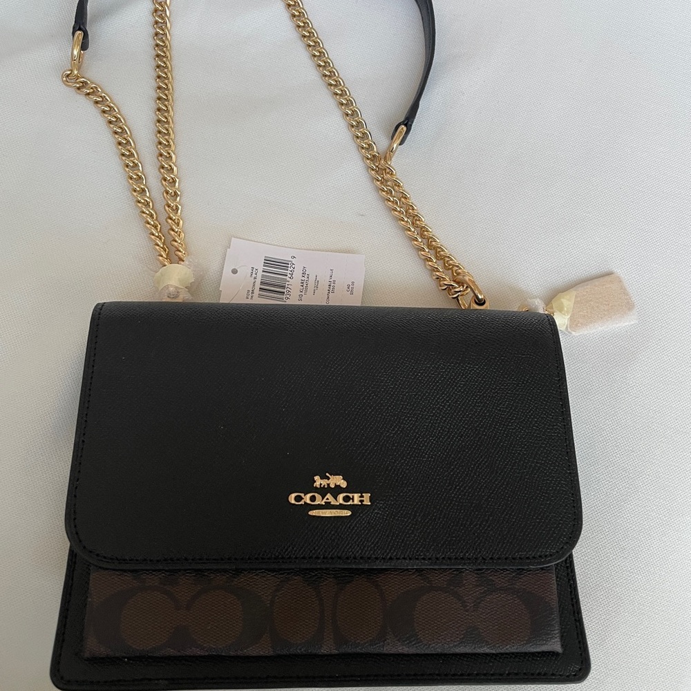 BRAND NEW Klare COACH signature crossbody gold chain NWT. Smoke free home